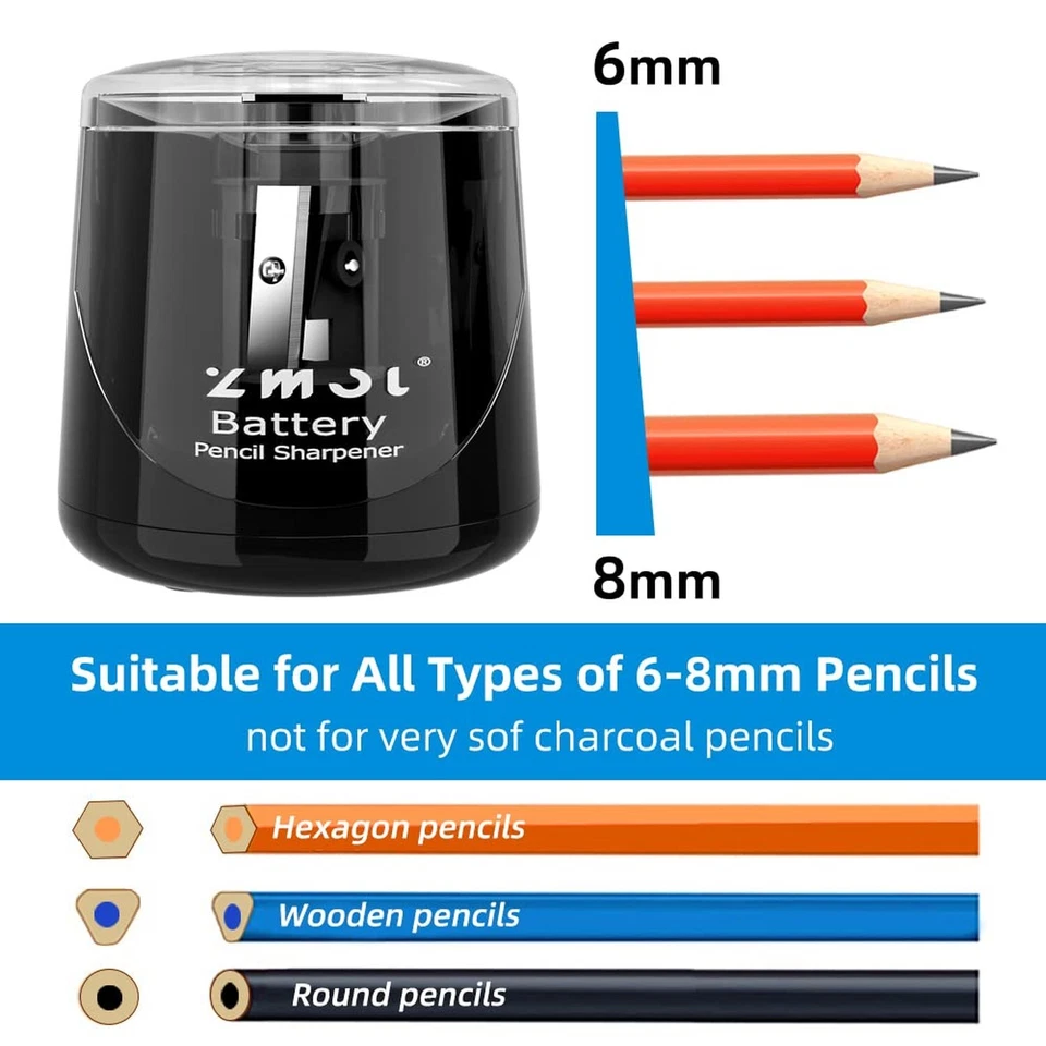 CRESTIN- Zmol Battery Operated Electric Pencil Sharpener, Quick Sharpener Pencil Sharp...