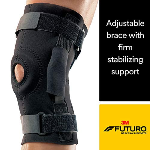 Futuro Hinged Knee Brace, Firm Stabilizing Support, Adjust to Fit, Black