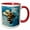 Red/White, variant on 3drose, Image of a Bee on a Blue Background, 15oz Mug