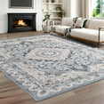 thumbnail image 2 of 6x9 Area Rugs for Living Room, Machine Washable Vintage Rug, Non-Slip Low Pile Throw Rugs with Rubber Backing Washable Carpet for Bedroom Dining Room  Decor, Blue, 2 of 8