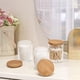 thumbnail image 4 of Set dispensador con soporte Qtip de vidrio BKYFPQ, paquete de 3 con tapas, 4 of 7