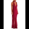 thumbnail image 2 of Vestido de Cóctel Elegante con Cuello Halter, Sin Mangas, con Volantes y en Forma de o para Mujer. Rojo Vino L, 2 of 7