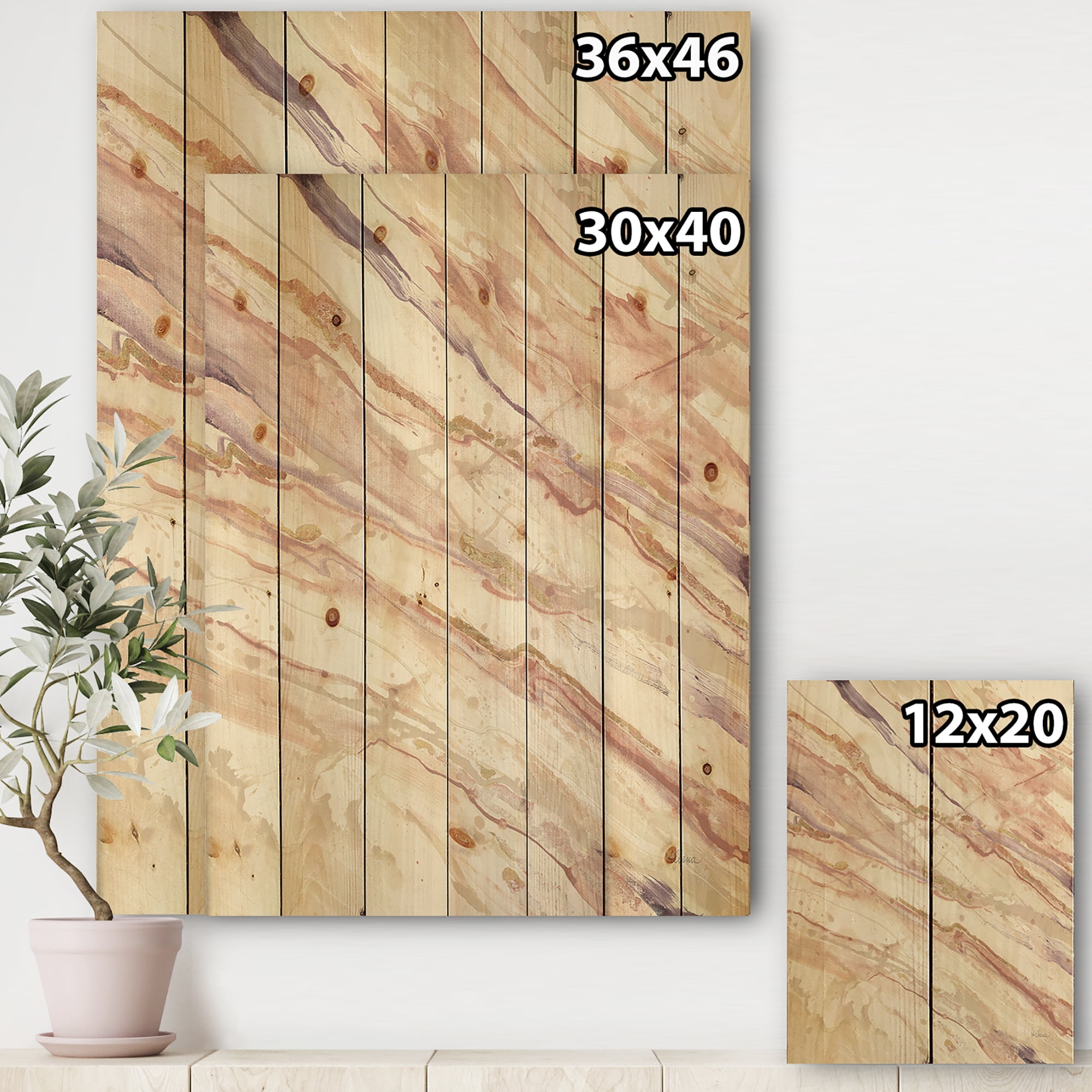 Designart 'Copper Shabby Dreams' Shabby Chic Print on Natural Pine Wood
