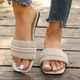 thumbnail image 7 of 2025 Women's Sandals Under $15, Xunlbb Flat-bottom Large Beaded Flip-flops Women's Rhinestones Light Beach Slippers, 7 of 7