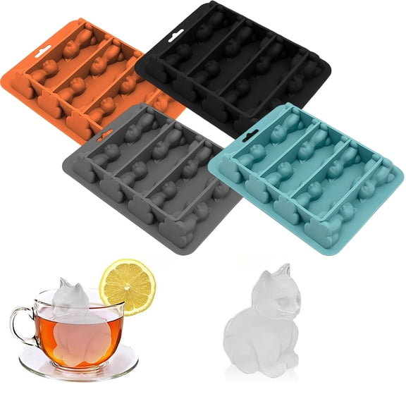 Kitty Silicone Ice Mold 8 Cavity, Cat Shaped Ice Cube Tray for Drinks, Milk, Juice, Wine and Chocolate, Easy Demold, BPA Free, Dishwasher Safe, Fun for Kids and Kitchen Use,Black