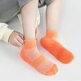 thumbnail image 4 of LIIPEE Girls Boys Floor Socks Solid Color Non Slip Ankle Socks With Grips First Walking Socks Big Girls Leisure Weekend Socks,Orange,5-8 Years, 4 of 6
