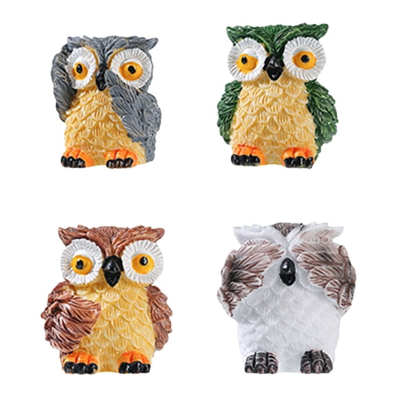 TABLZONE Set of 4 Colorful Resin Owl Figurines for Home Decor and Garden Accents, Charming Collectible Animal Statues