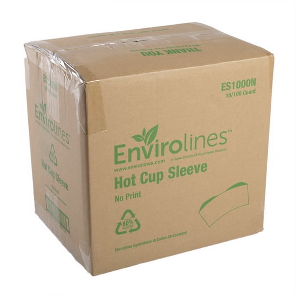 Envirolines Disposable Kraft Paper Hot Coffee Cup Sleeves, Case of 1000