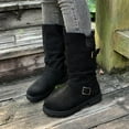 thumbnail image 6 of Dasayo Black Womens Boots Motorcycle Mid-Calf Slouch Round Toe Buckles Western Boots Womens Shoes 36, 6 of 9