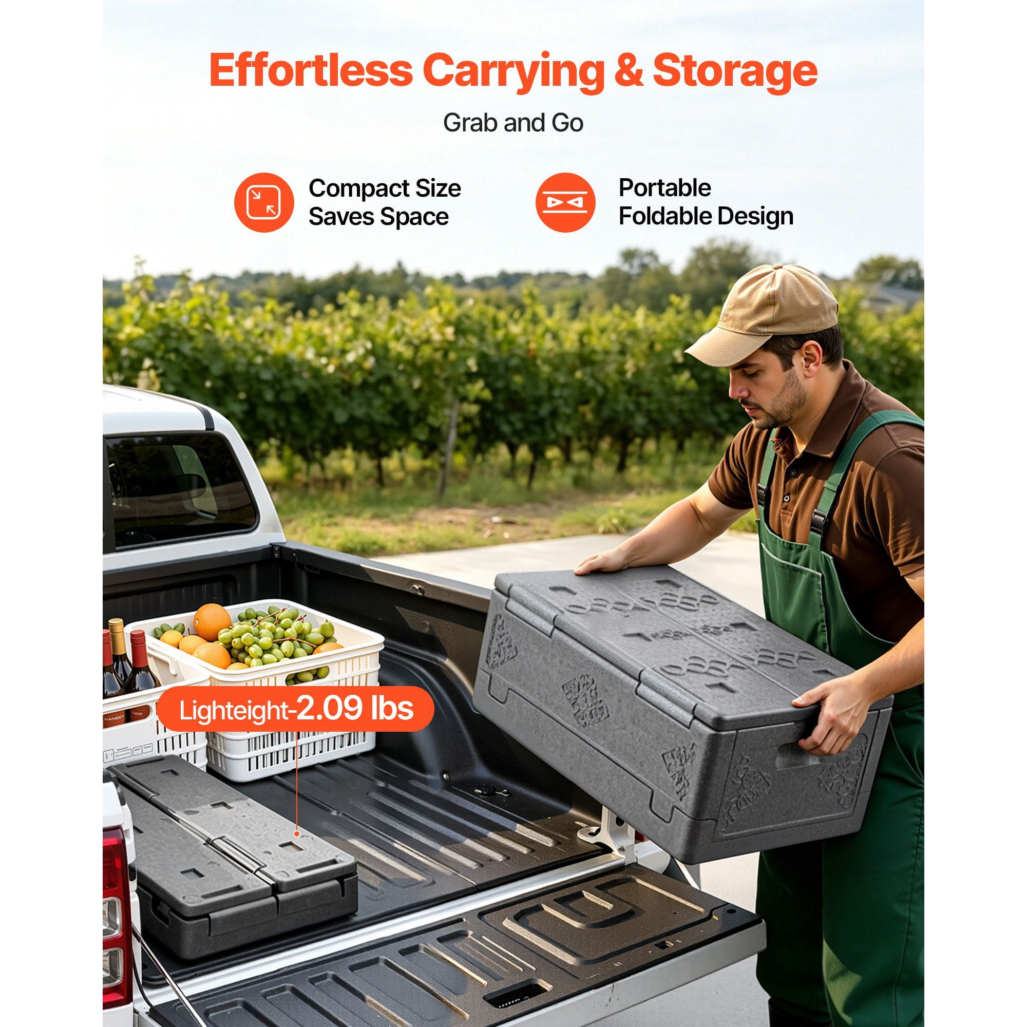 Insulated Food Carrier 40 Qt Non-Electric Thermal Box EPP Outer Shell 4-Hour Hot/Cold Temperature for Delivery Catering BBQ Camping