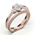 thumbnail image 3 of Dazzling Minimalist 1.75 Carat Pear Cut Affordable Ring, Diamond Moissanite Engagement Ring, Unique Wedding Ring, One Matching Band in 10k Solid Rose Gold, Gift For Her, Bridal Set, 3 of 4
