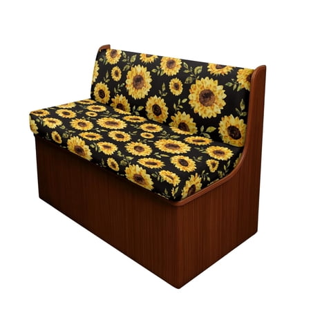 XYZCANDO Sunflower Print with Leopard Pattern RV Dinette Cushion Covers Elastic Suitable for Camper Chair Camper Cushion Covers for RV Dining Table Bench