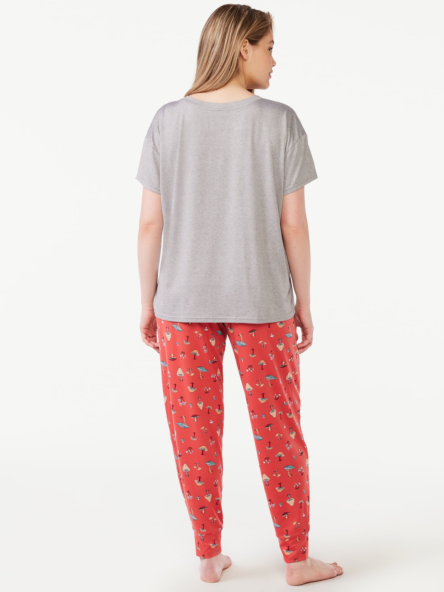 Joyspun Women’s Short Sleeve T-Shirt and Joggers Pajama Set, 2-Piece, Sizes S to 3X