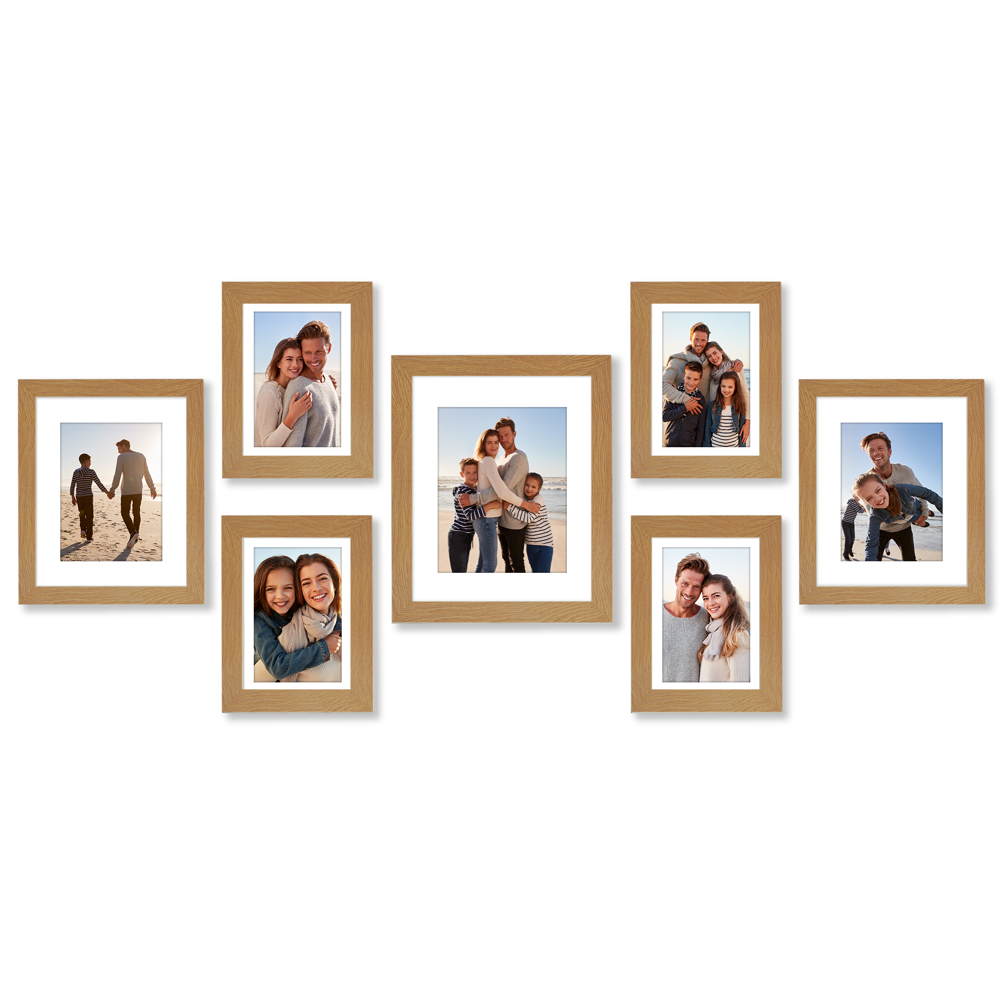 Americanflat 7 Pack Picture Frame with Shatter-Resistant Glass 11x14, 8x10, 5x7 Gallery Wall Signature - Dark Oak