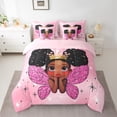 thumbnail image 2 of jejeloiu Kawaii Girly Princess 7-Piece Bedding Comforter Set,Fairy Tale Theme King Bedding Sets,Chic Glass Wings Bed Sheets For Kids,Breathable Home Decor Reversible, 2 of 8