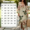thumbnail image 6 of COEQINE Wrap Dress for Women 3/4 Sleeve Midi Length Church Dress Loose Fit Tunic Style, Linen-Like Polyester, V-Neck Design Loungewear, Size 4XL, Vintage Hummingbird Floral, 6 of 6