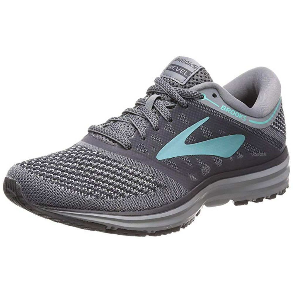 Brooks Brooks Women's Revel Running Shoe, Grey/Ebony/Teal Green, 7 B