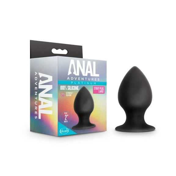 Anal Adventures Platinum - Silicone Anal Stout Plug - Large - Black