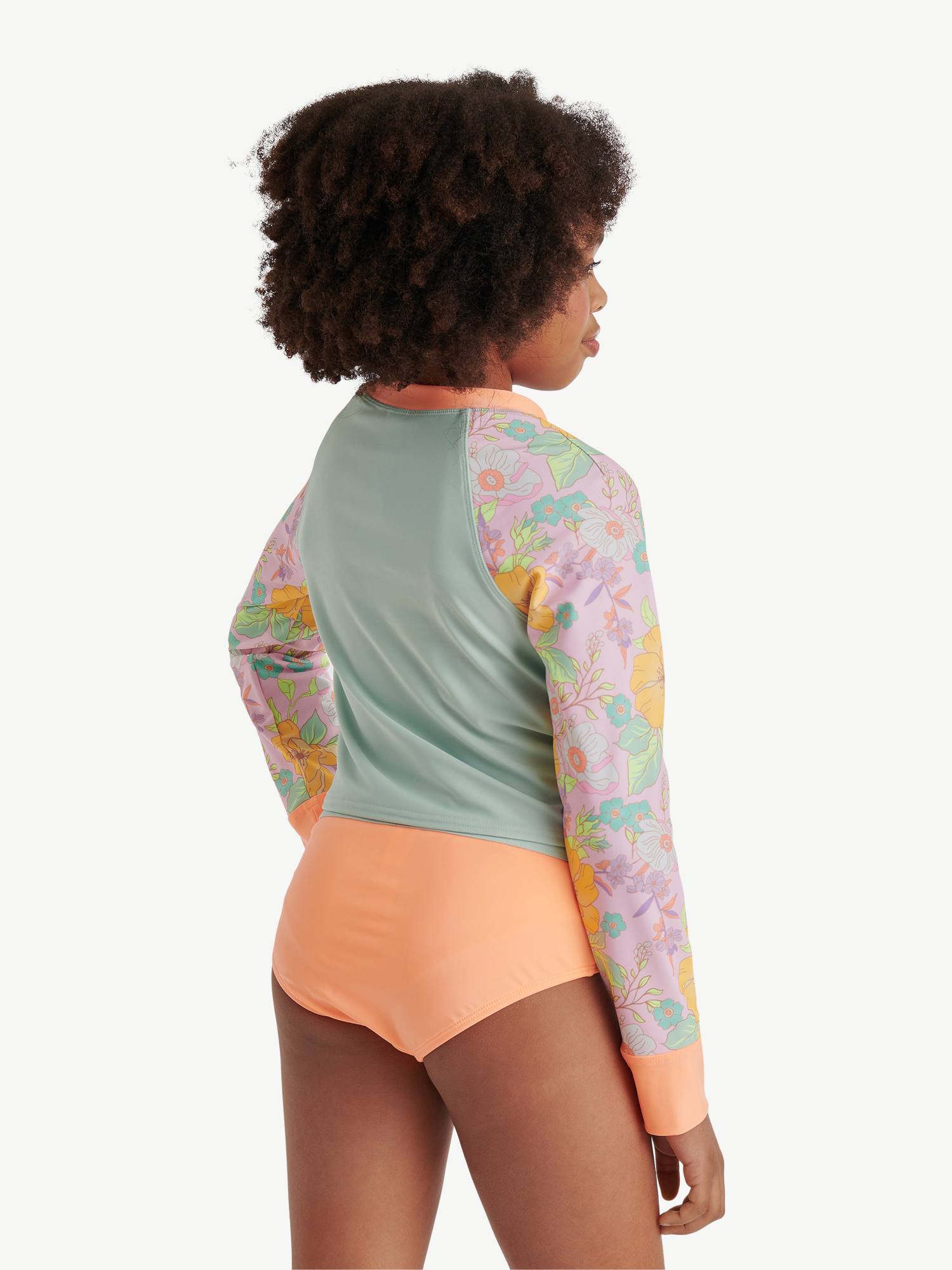Justice Girls 2 Piece Long Sleeve Rashguard Swimsuit, Sizes XS-XL