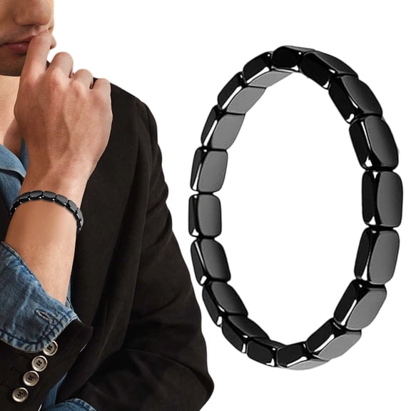Hematite Bracelet for Men - Natural Stone Beaded Stretch Bracelet - Healing Jewelry to Restore Confidence, Boost Mental Clarity & Focus - Gifts for Him
