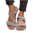 thumbnail image 4 of Sandalias de Cuña de Mujer Casual con Correas Tejidas Transpirables Y Suela Gruesa para Playa Y Viajes, Sandalias de Correa de Tobillo Ajustables en Colores Versátiles, 4 of 9