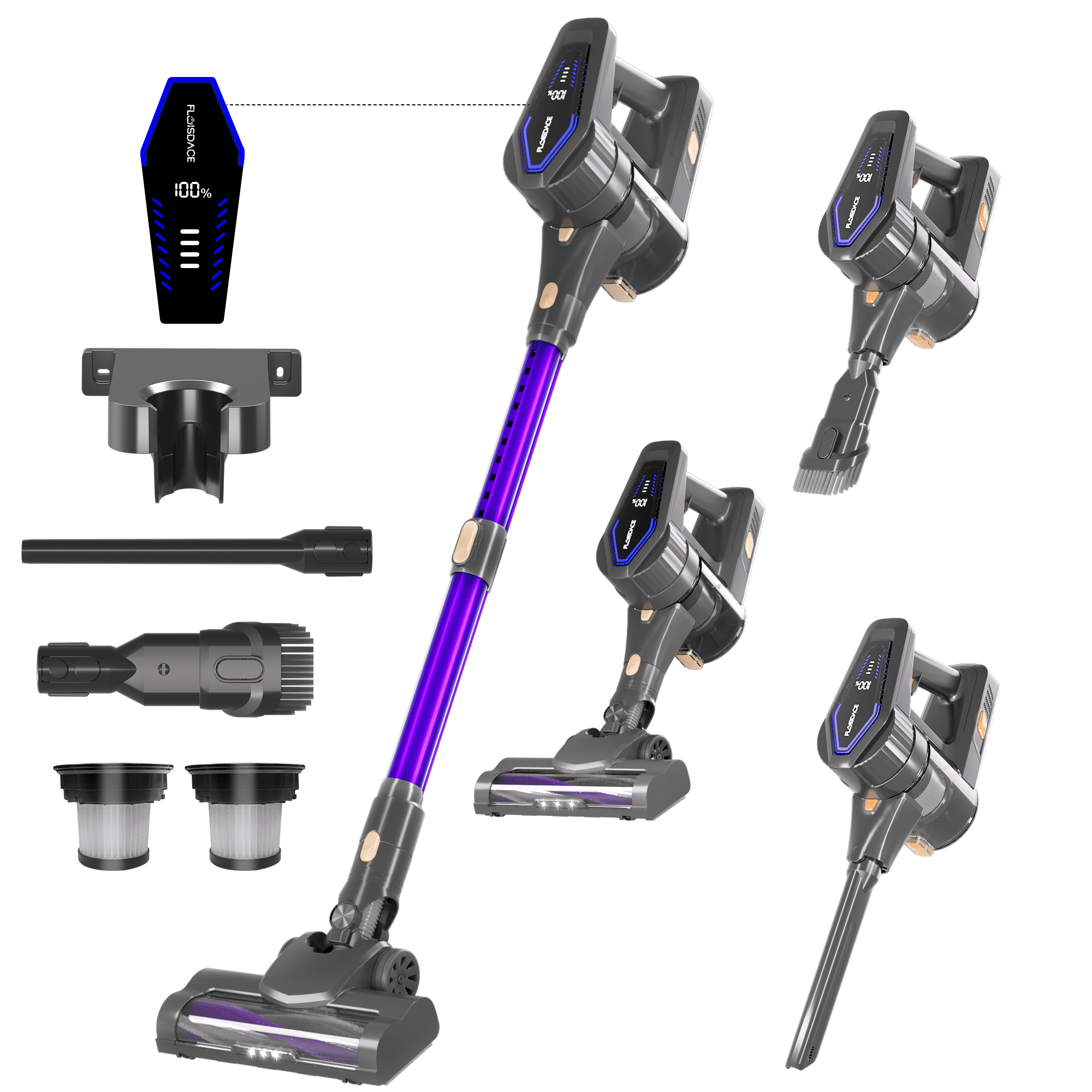 S3 Cordless Stick Vacuum - 45kPa Powerful Suction, 55-Min Runtime With LED Display