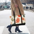 thumbnail image 4 of FORMRS Canvas Laptop Tote Bag for Women with 15.6" Computer Compartments Shoulder Handbag, Red Autumn Leaves, 4 of 7