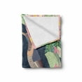 thumbnail image 2 of Leaves Soft Flannel Fleece Throw Blanket, Japanese Leaf Composition with Exotic Birds Owl Motif Avian Animals, Cozy Plush for Indoor and Outdoor Use, 50" x 60", Multicolor, by Ambesonne, 2 of 6