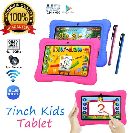7 inch 16GB Android Quad Core 4 * 1.5Ghz 1GB RAM Dual Camera WIFI Tablet PC For Kids Best Gift With Protective Silicone (Best Tablet Offers Uk)