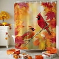 thumbnail image 3 of Shower Curtain 48"W x 72"L Cardinals Maple Leaves Autumn Thanksgiving Fabric Shower Curtains Set with Hooks Water Repellent Bathroom Curtains Machine Washable Bathroom Accessories, 3 of 6