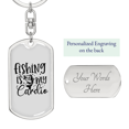 thumbnail image 2 of Fishing Is My Cardio Stainless Steel or 18k Gold Premium Swivel Dog Tag Keychain, 2 of 8