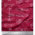 thumbnail image 1 of Soimoi Georgette Viscose Fabric Check & Airplane Transport Printed Fabric 1 Yard 42 Inch Wide, 1 of 1
