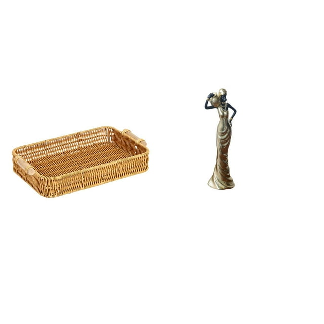 Cestas de almacenamiento,Cestas de almacenamiento de cocina tejidas con asas hechas a mano,Figura de escritorio,Artesanía de escritorio con figuras africanas coleccionables,Estatua de dama