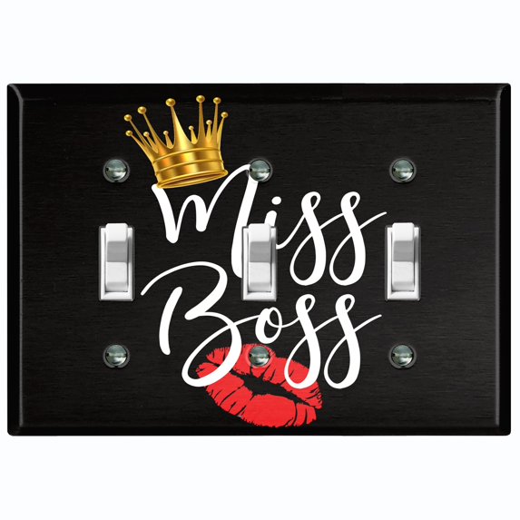 Metal Light Switch Plate Cover Queen Crown Kiss Miss Boss SGN003