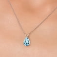 thumbnail image 3 of Gem Stone King 14K White Gold Sky Blue Topaz Pendant Necklace for Women | 1.32 Cttw | Gemstone November Birthstone | Pear Shape 8X6MM | With 18 inch Chain, 3 of 6