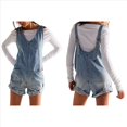thumbnail image 3 of Mono Corto Informal de Verano para Mujer, con Cuello en V, Sin Mangas, Corte Holgado. Azul XL, 3 of 8