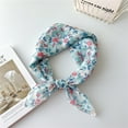 thumbnail image 2 of Xfvqtps Womens Silk Scarf Flower Print Broken Flowers Lively Fashion Versatile Multi Functional Decorative Breathable Spring and Summer Cotton and Linen Headband Square Scarf Blue, 2 of 3