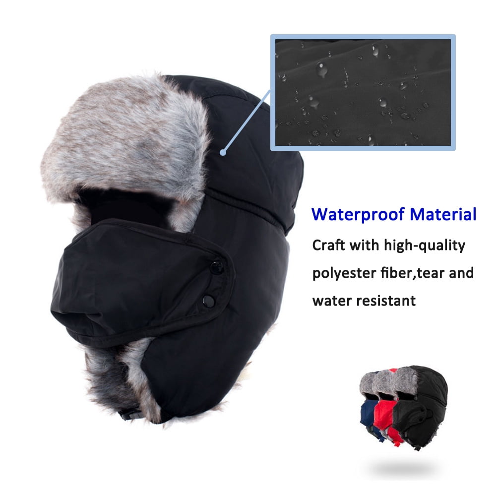 Iclover Iclover Fashion Windproof Trapper Hats Warm Earflap Face Mask Trooper Hat Winter Hats With Windproof Mask For Women Men Black Adults 1 Pack Walmart Com Walmart Com