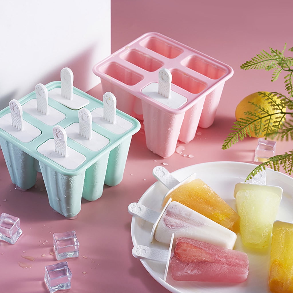 JilgTeok 1 Packs 6 Hole Popsicle Ice Molds Reusable Molds Trays Popsicle Maker Homemade Ice Cream Molds Summer Kitchen Supplies