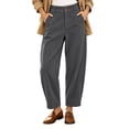 thumbnail image 4 of Oksale Corduroy Pants for Women Petite Trendy High Waisted Button Barrel Pants Loose Comfortable Khaki Pants with Pockets Fashion Outfits Gray M, 4 of 8