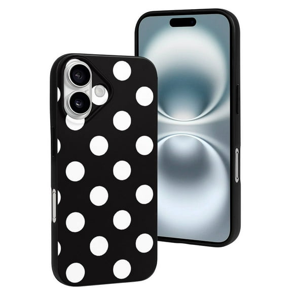 Compatible with Iphone 16 Case - Cute Soft Black And White Polka Dot Silicone Case Compatible with Iphone 16 Phone Case for Women Men