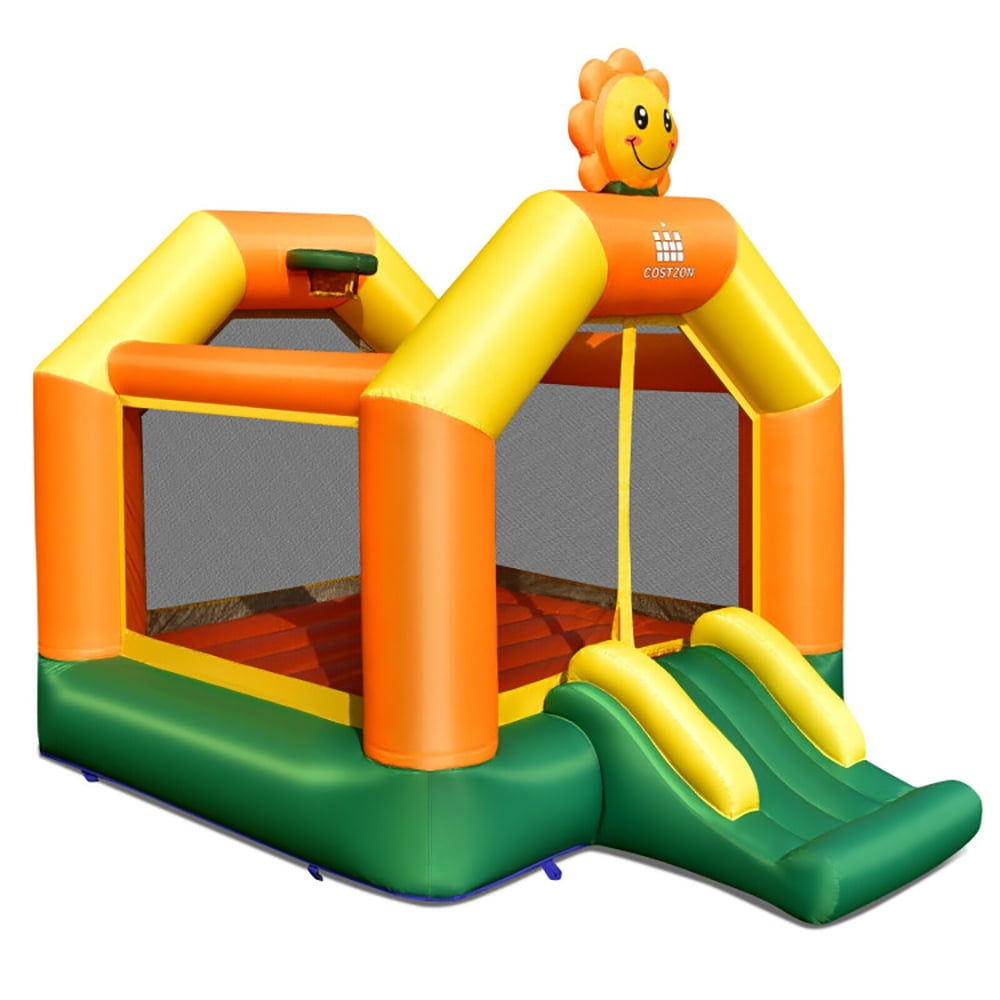 Aimee Lii Kids Inflatable Bounce Jumping Castle House with Slide without Blower, Playhouse for Kids Outdoor