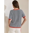 thumbnail image 4 of DARING DIVA Women's Striped Knitted Trendy Pullover Top M Black, 4 of 6