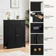 thumbnail image 4 of Yaheetech Modern Wooden Bathroom Floor Cabinet with Large Drawer & Double Doors, Black, 4 of 7