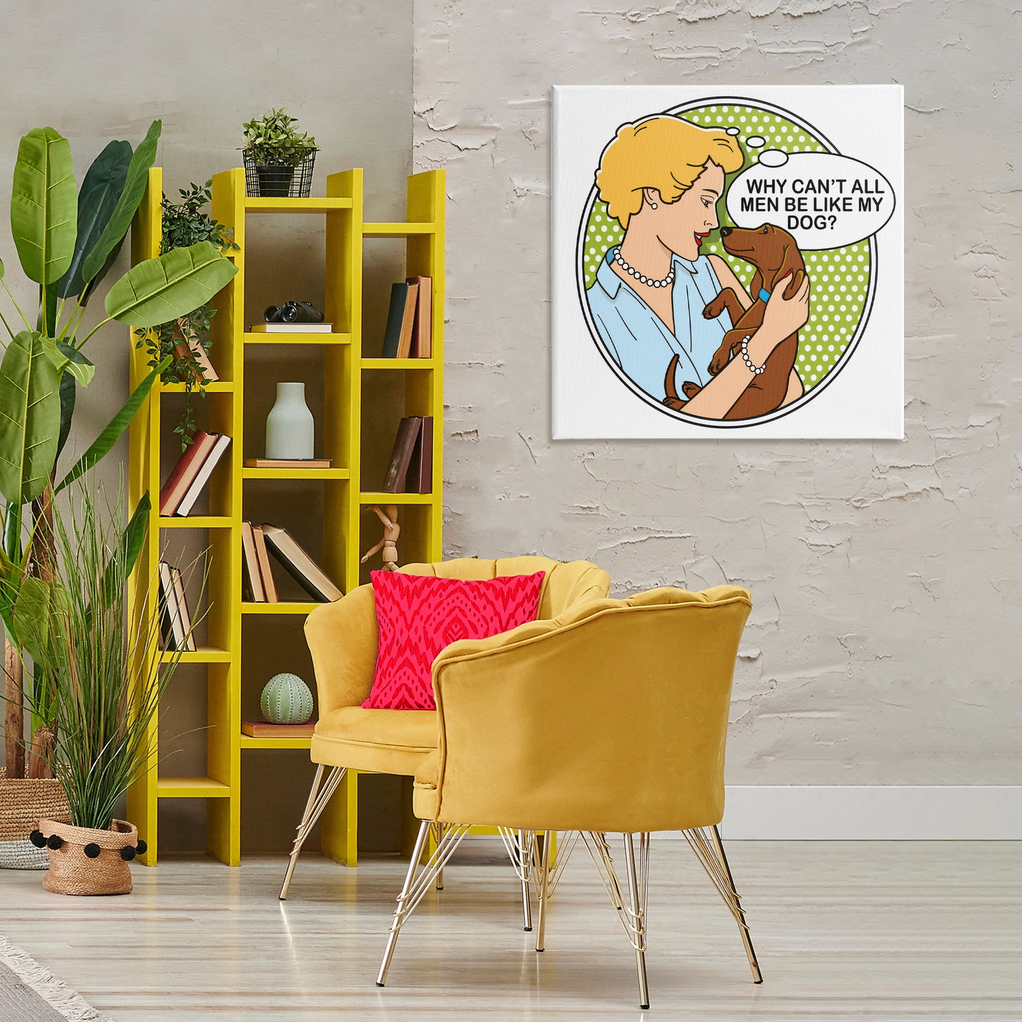 Stupell Industries Funny Men & Dogs Animals Painting Wrapped Canvas Art Print Wall Art, 30 x 30