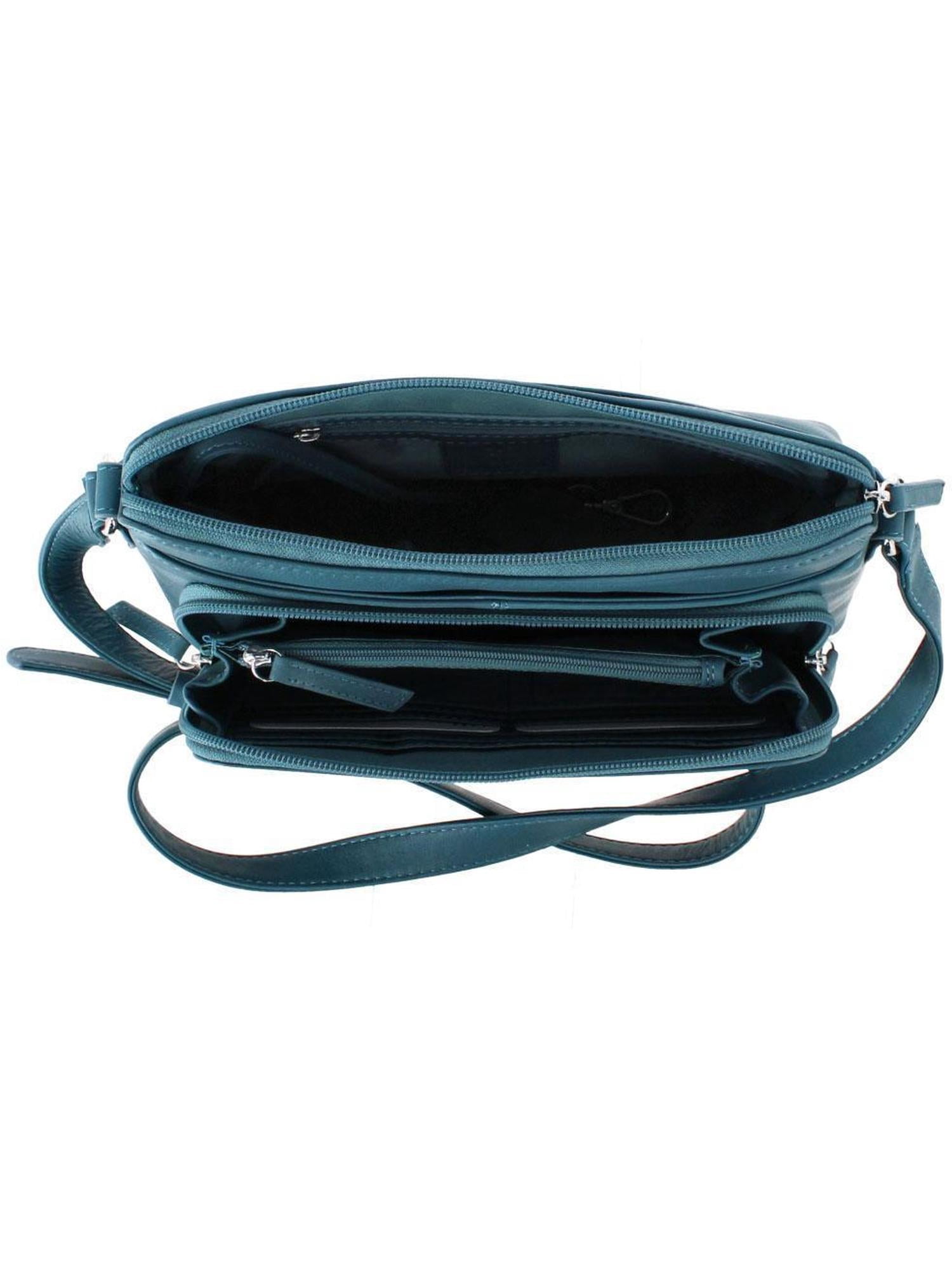 CTM  Leather Shoulder Bag Purse with Side Organizer (Women)