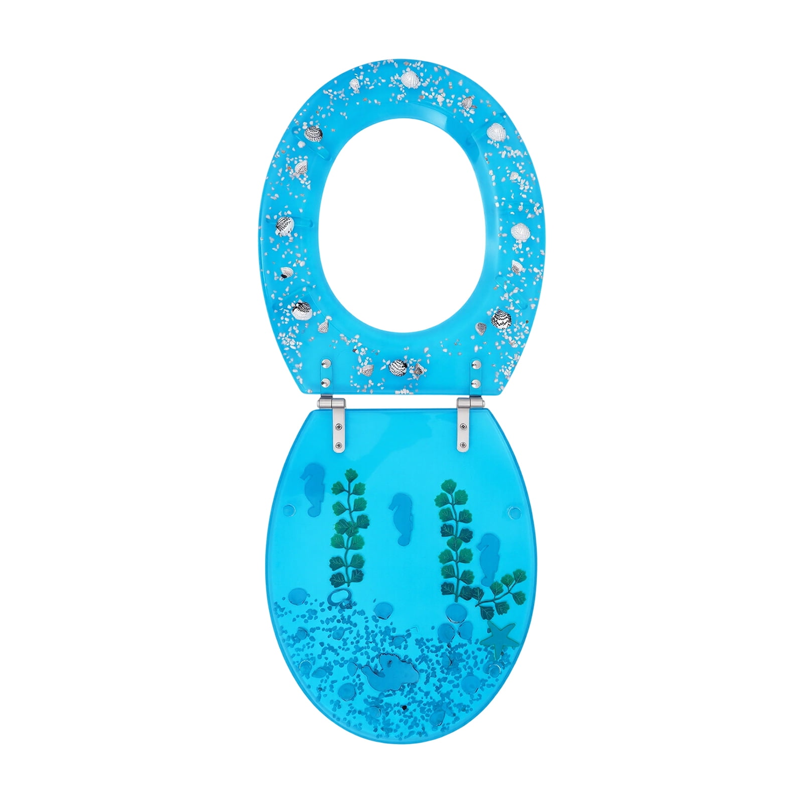 Resin U/V type Toilet Seat Aquarium Seat Blue Sea Fish Shells Shape Toilet Seat
