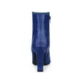 thumbnail image 4 of BLISSFUL STEP Women's Ankle Boots Printed Chunky Heel Side Zipper Crocodile Pointed Toe Booties Royal Blue 9, 4 of 8