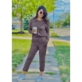 thumbnail image 5 of PRETTYGARDEN Women's Spring Fall 2 Piece Lounge Outfit Long Sleeve Crewneck Pullover Tops High Waisted Pants Set Tracksuit, 5 of 6