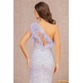 thumbnail image 4 of Women's GLS Gloria Sequin One Shoulder Feather Gown Gl3165 Periwinkle A Soft, Light Shade of Blue Size L, 4 of 4
